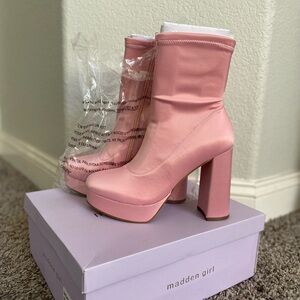 Madden Girl Pink Platform Ankle Boots